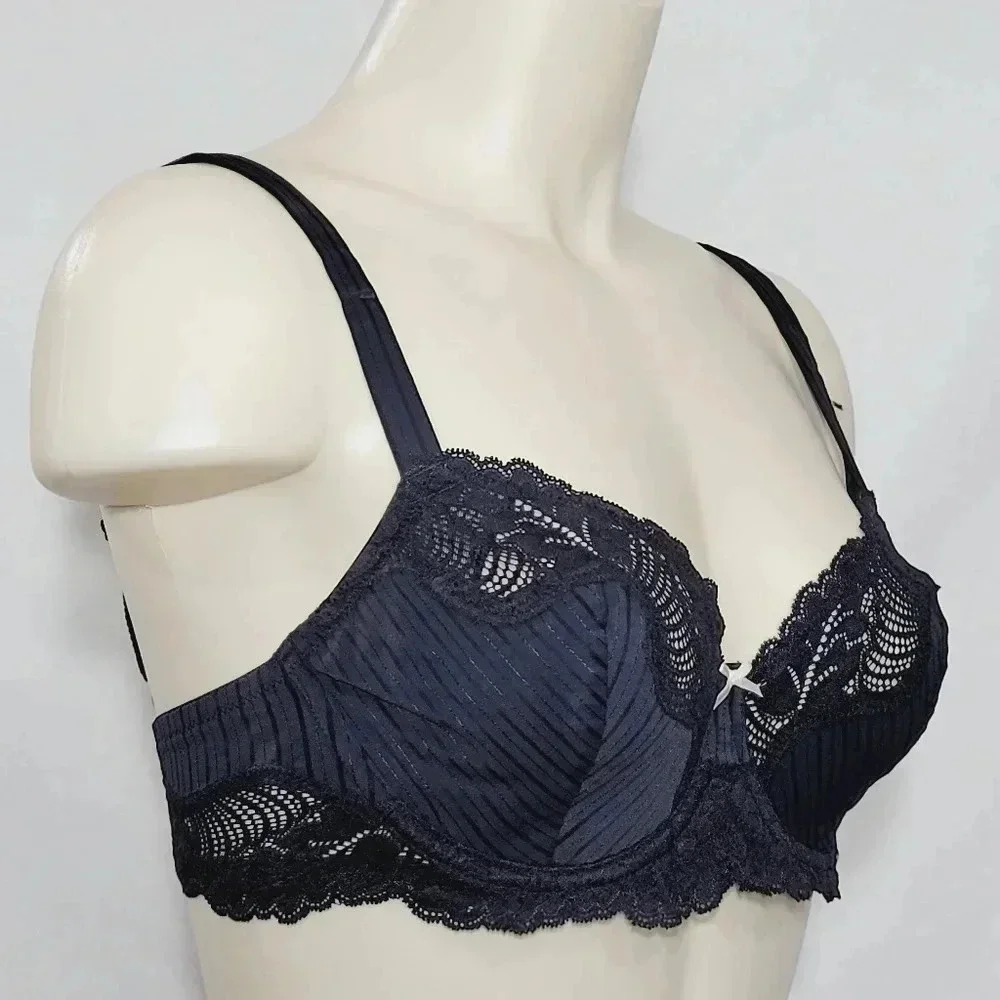 36DD Paramour 115353 Stripe Delight UW Bra Black NWT‎